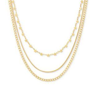 Steve Madden Gold-Tone Star, Snake & Curb Chain Layered Necklace, 16" + 3"